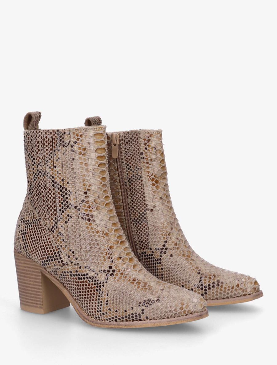 Bottines imprimé python - Beige - 4