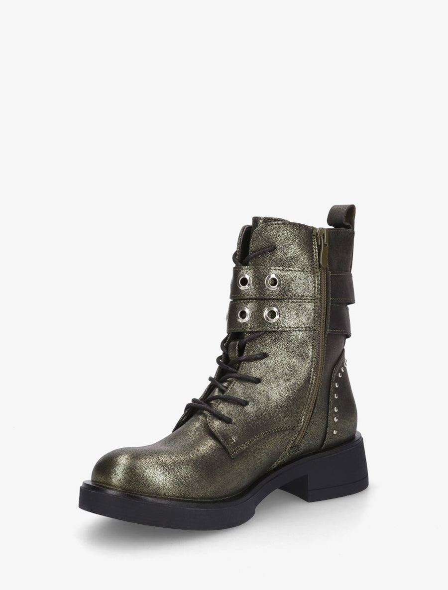 Rangers nacrées à sangles et clous - Kaki - 3