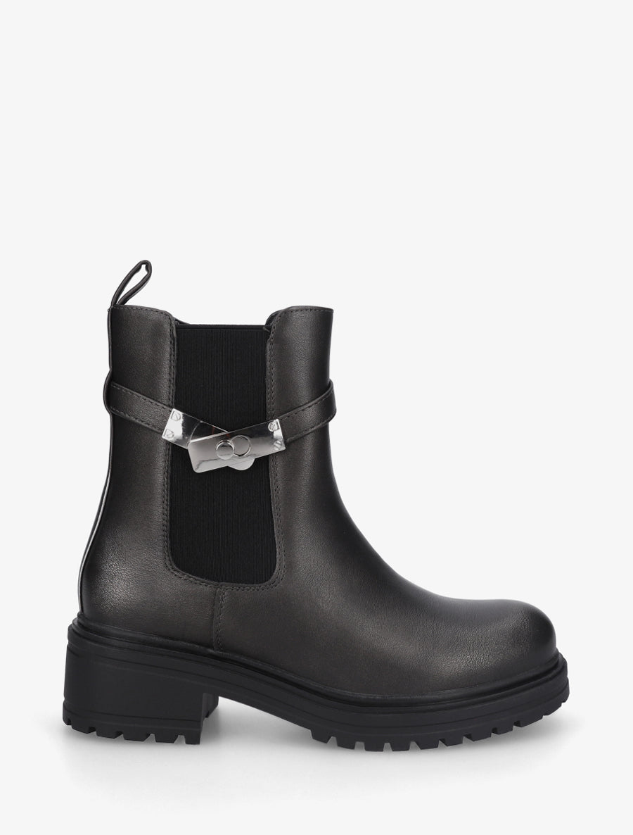 Bottines élastiquées à empiècement métallique - Anthracite - 1