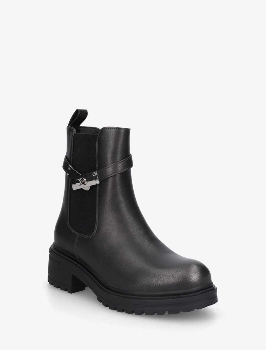 Bottines élastiquées à empiècement métallique - Anthracite - 2