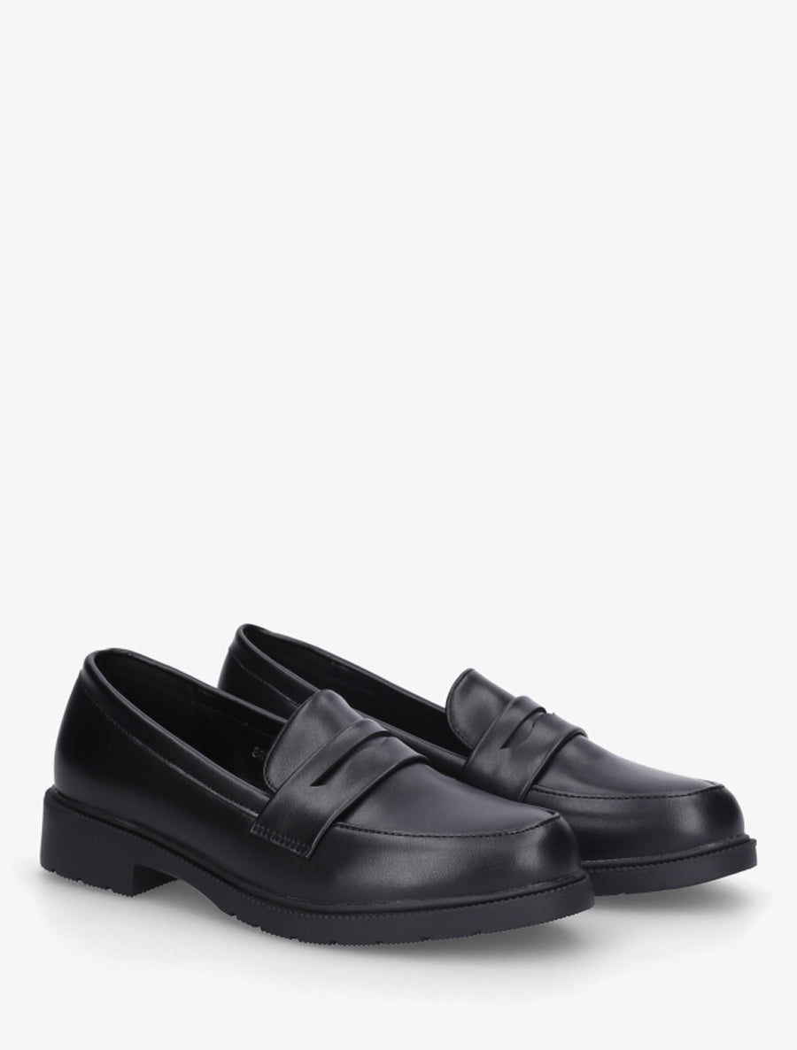 Mocassins unis en simili - Noir - 4