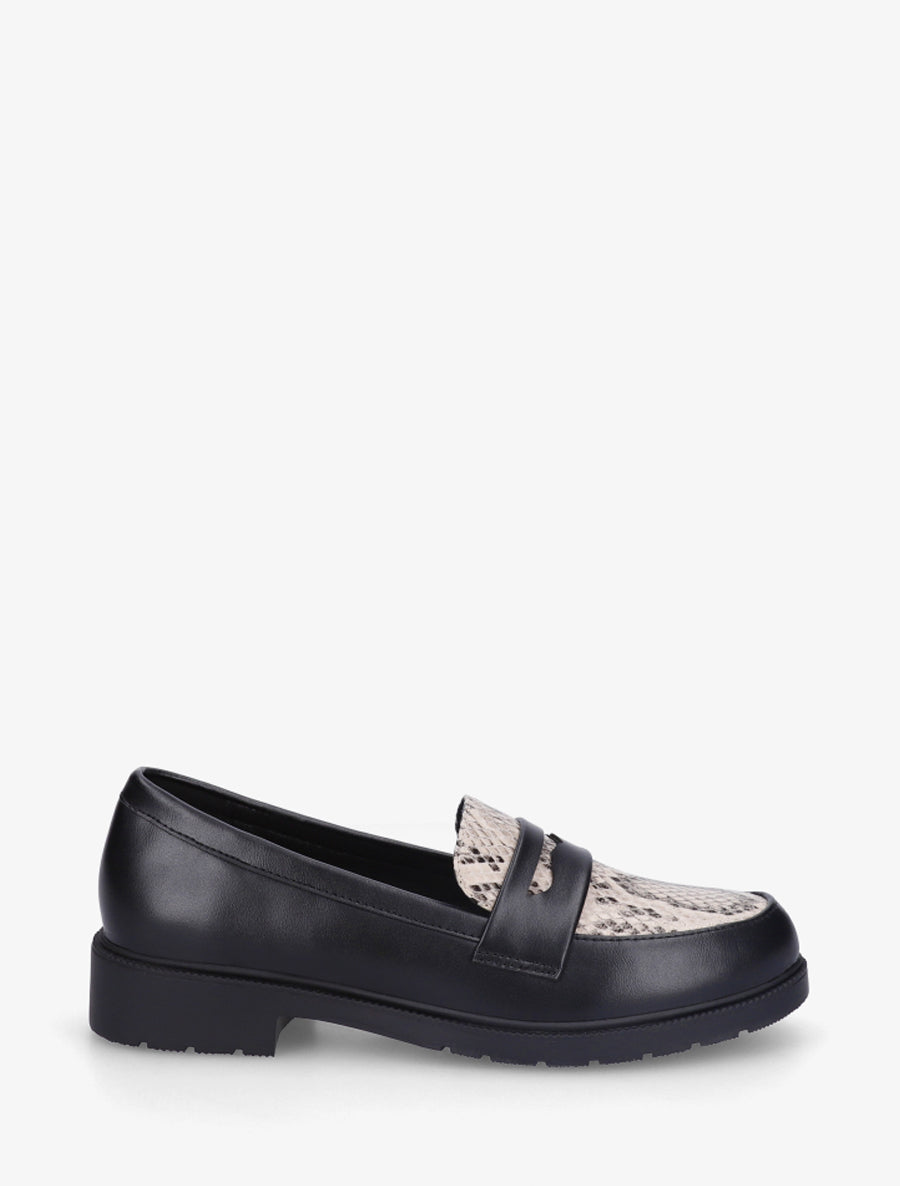 Mocassins imprimé python en simili - Noir - 1