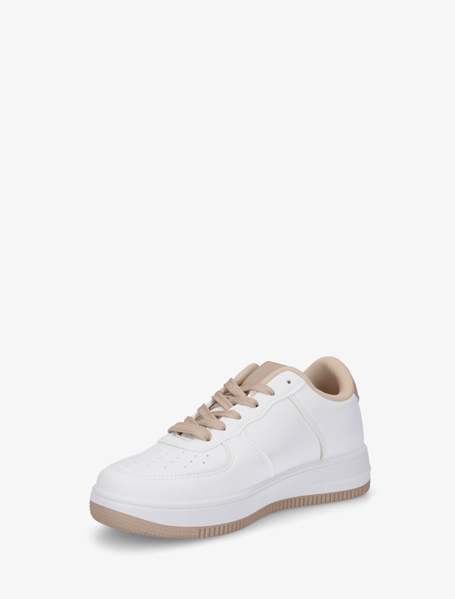 Baskets basiques en simili - Blanc/beige - 3