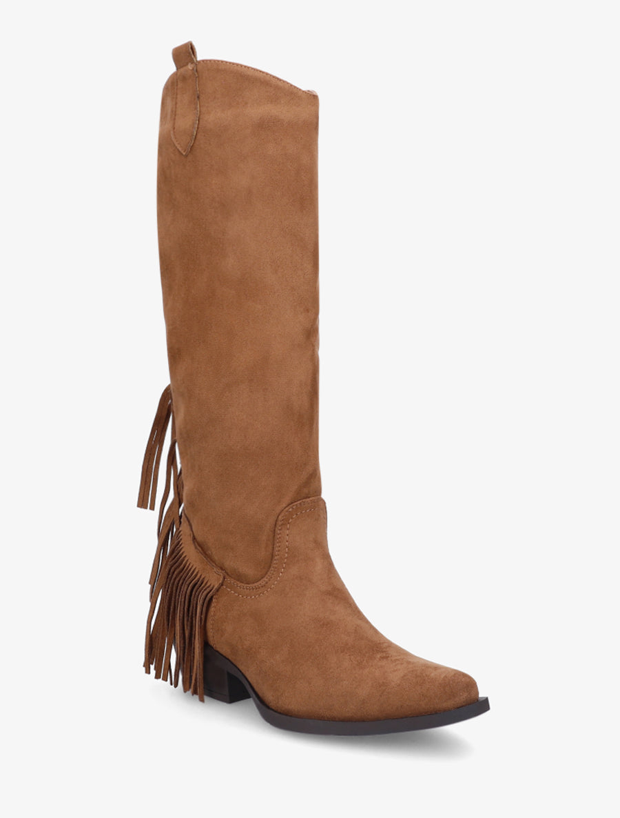 Bottes style santiag à franges - Camel - 2