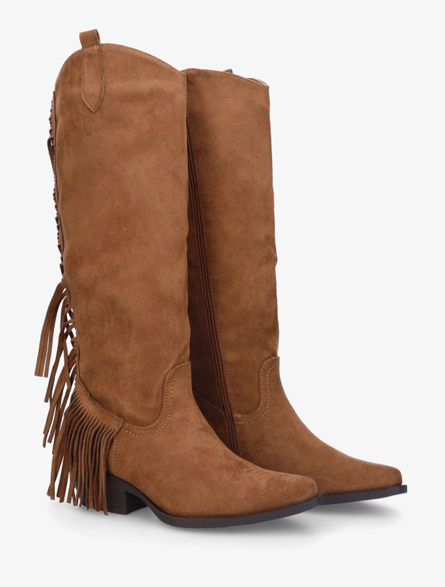 Bottes style santiag à franges - Camel - 4