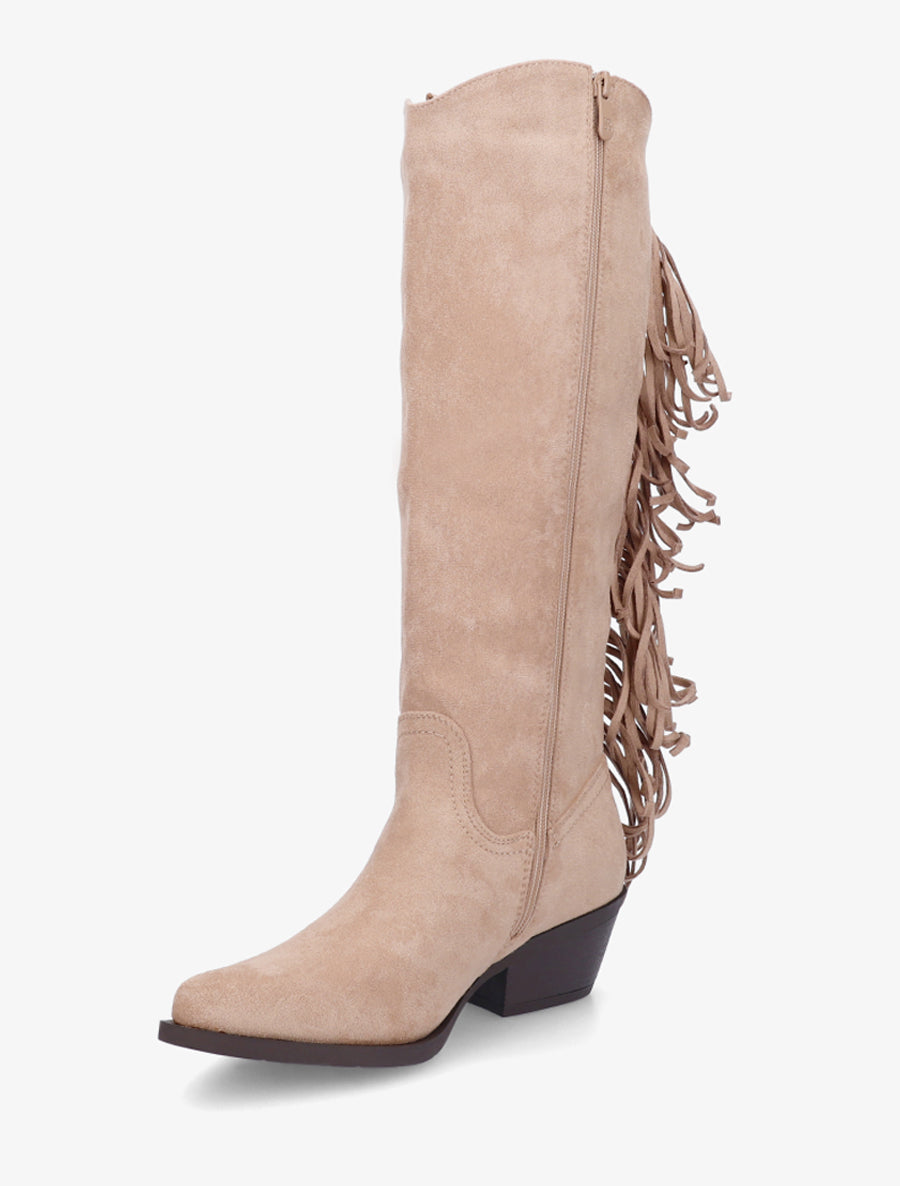 Bottes style santiag à franges - Taupe - 3