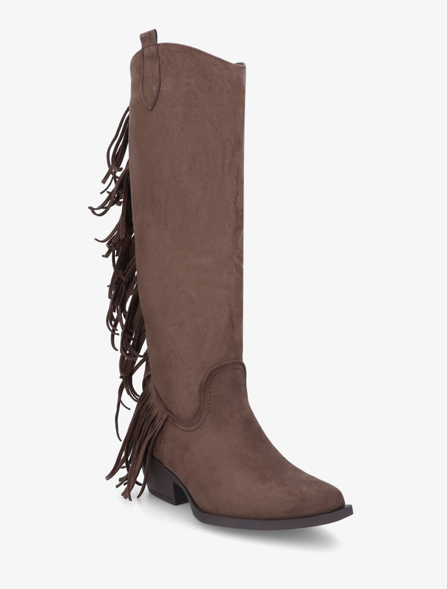 Bottes style santiag à franges - Marron - 2