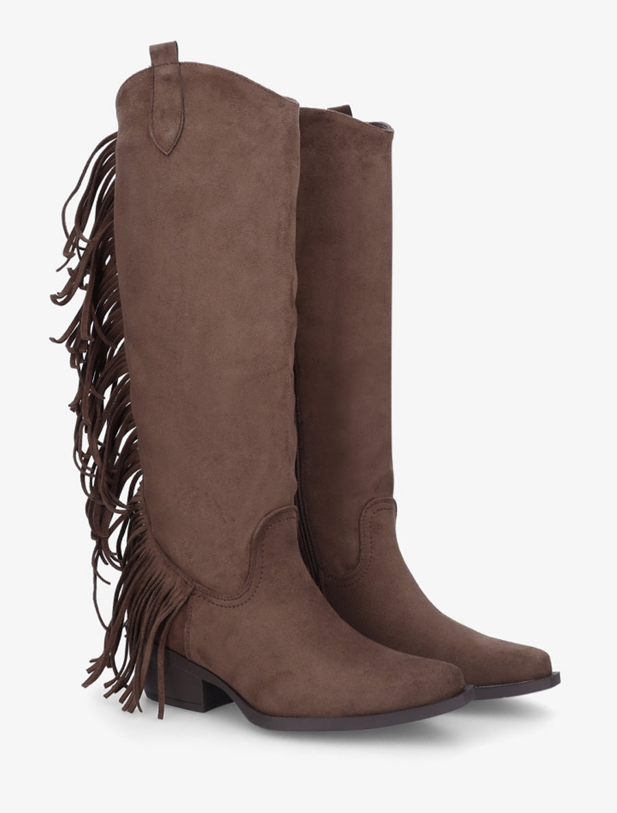 Bottes style santiag à franges - Marron - 4