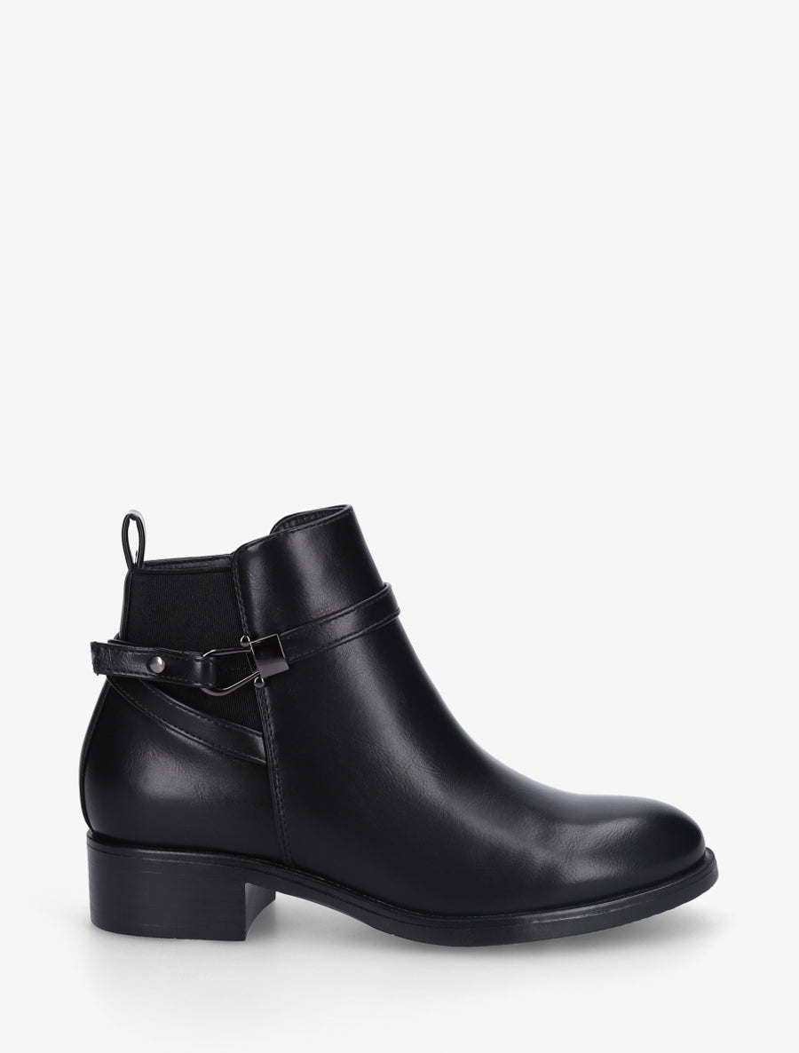 Bottines élastiquées à boucle fantaisie - Noir - 1