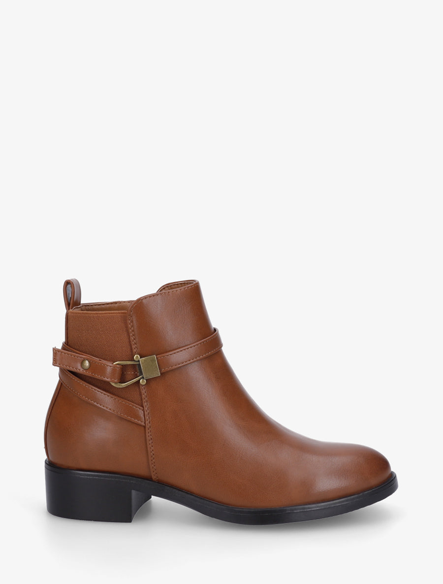 Bottines élastiquées à boucle fantaisie - Camel - 1