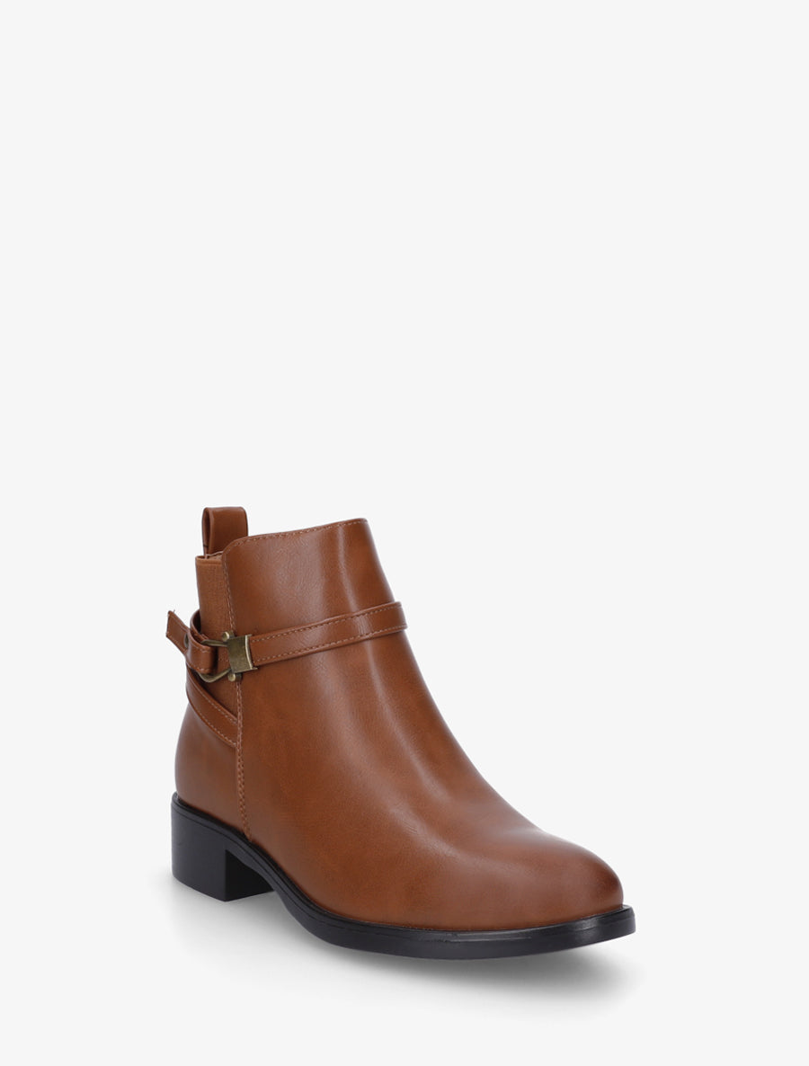 Bottines élastiquées à boucle fantaisie - Camel - 2