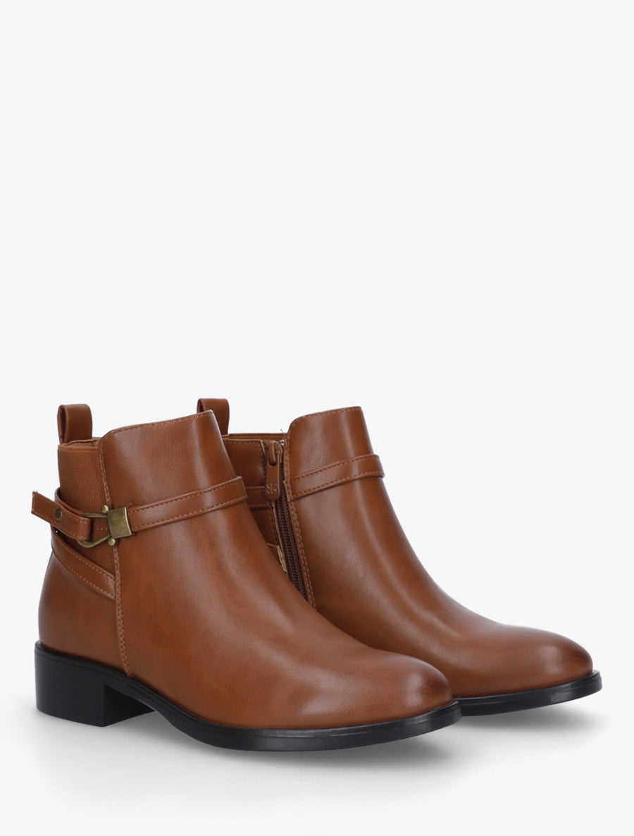 Bottines élastiquées à boucle fantaisie - Camel - 4