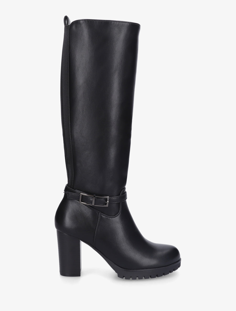 Bottes à semelle et talon haut crantés - Noir - 1