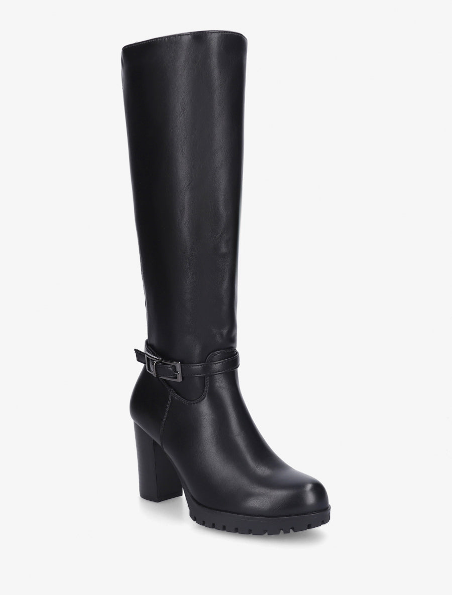 Bottes à semelle et talon haut crantés - Noir - 2