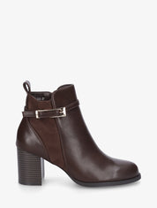 Bottines bi-matière à talon - Marron - 1