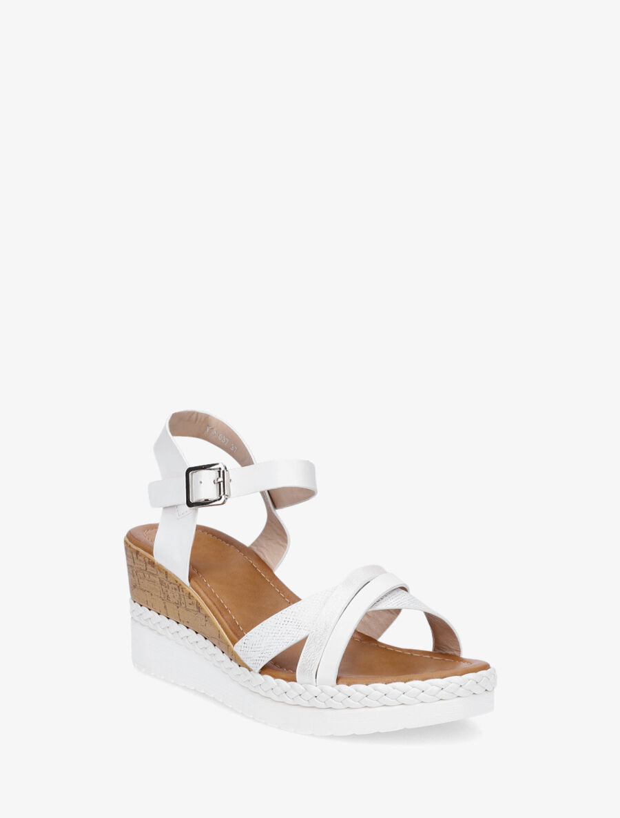 Sandales compensées à brides croisées - Blanc - 3