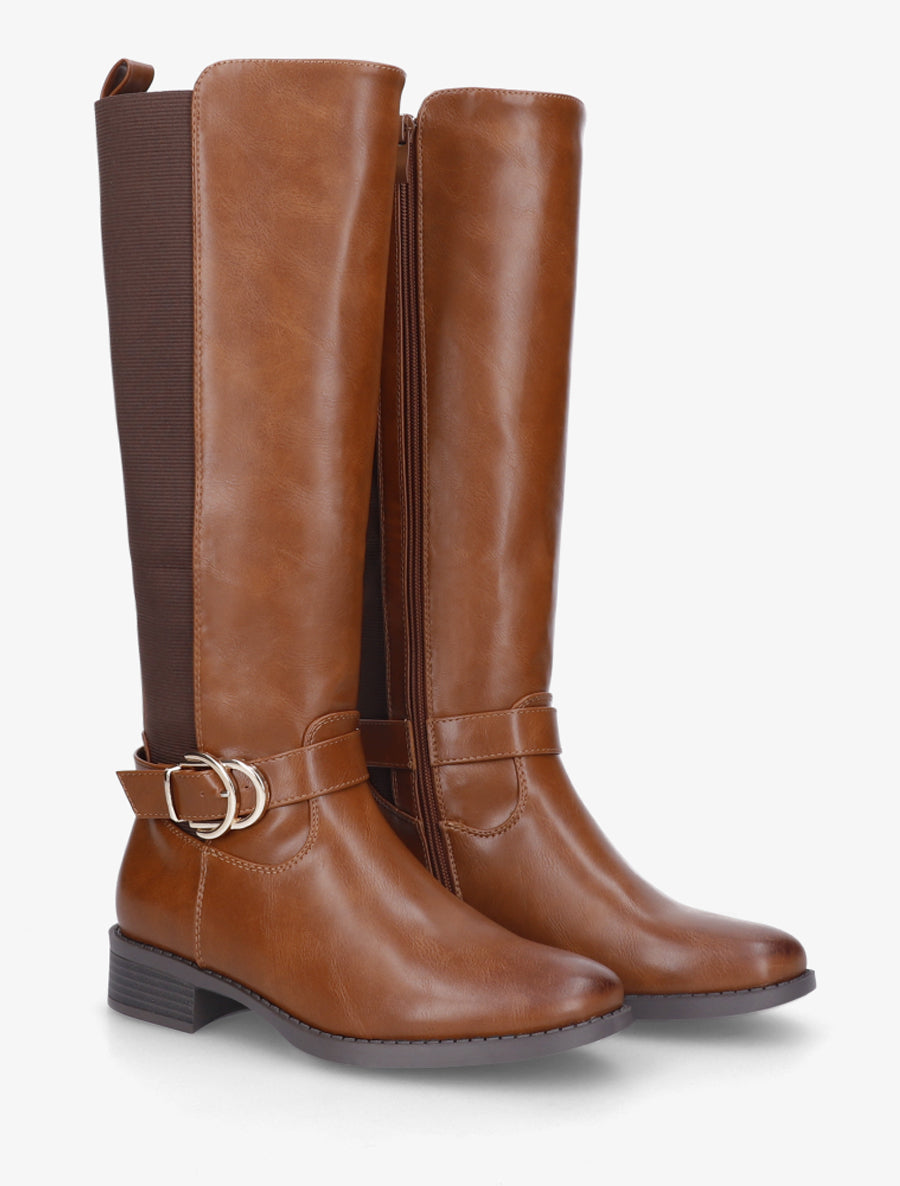 Bottes style cavalière à boucle fantaisie - Camel - 4