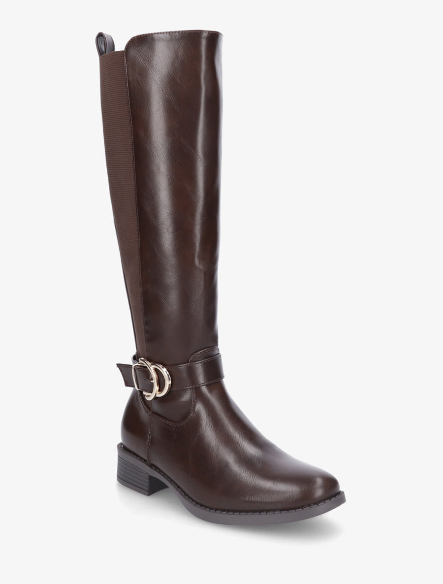 Bottes style cavalière à boucle fantaisie - Marron - 2