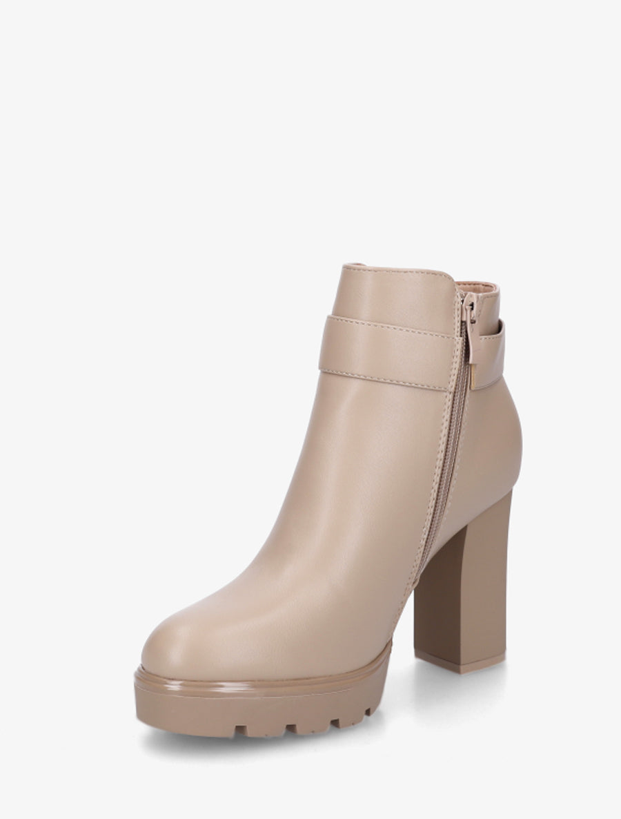 Bottines à talon et boucle fantaisie - Taupe clair - 3