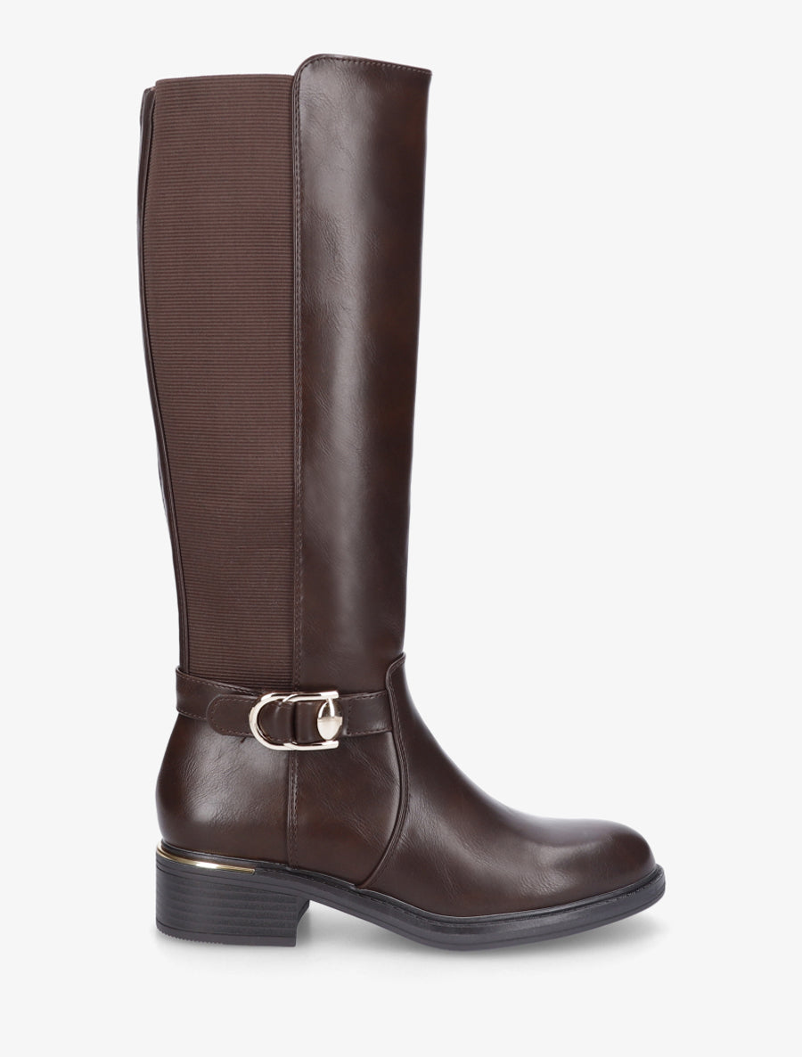 Bottes élastiquées style cavalière - Marron - 1
