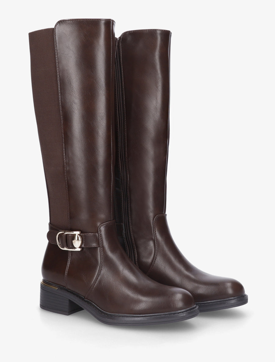 Bottes élastiquées style cavalière - Marron - 4