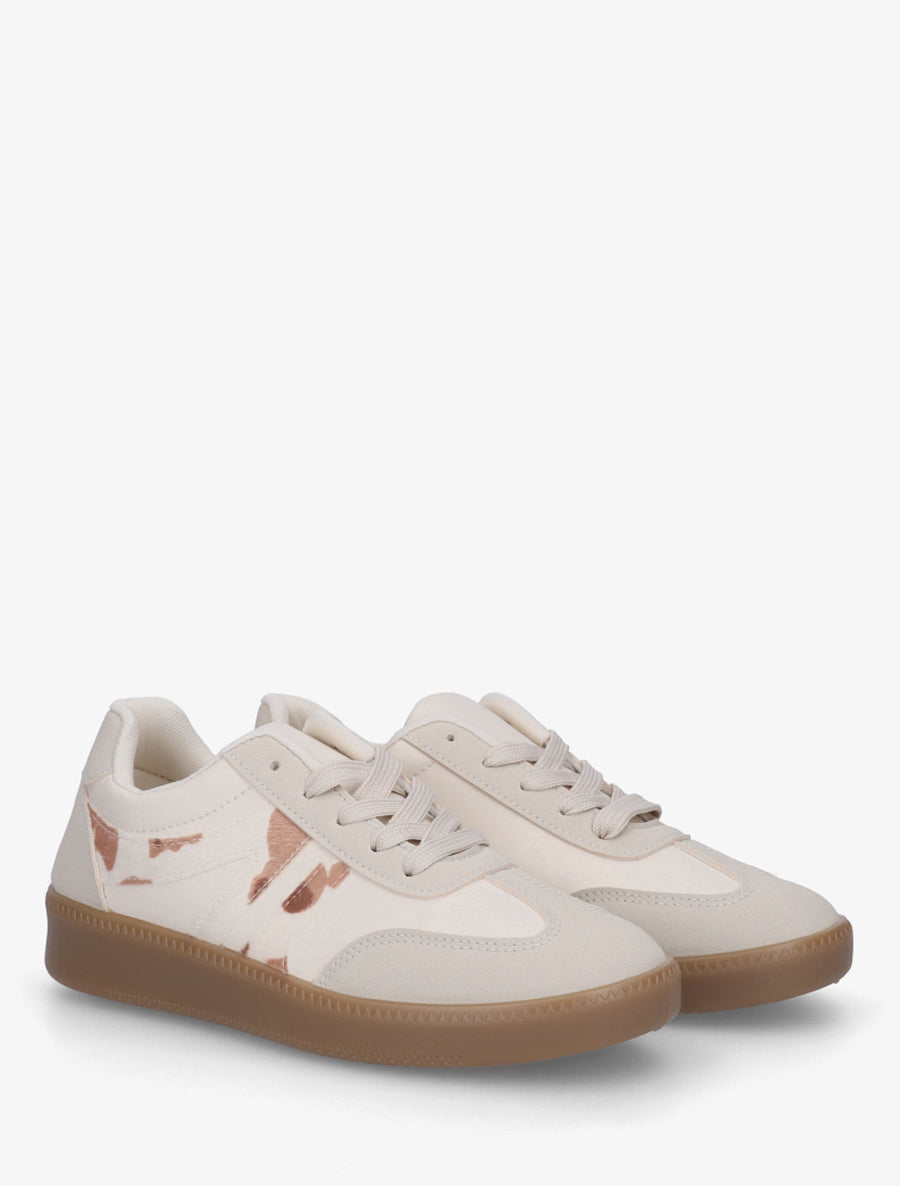 Baskets en simili texturé - Beige - 4