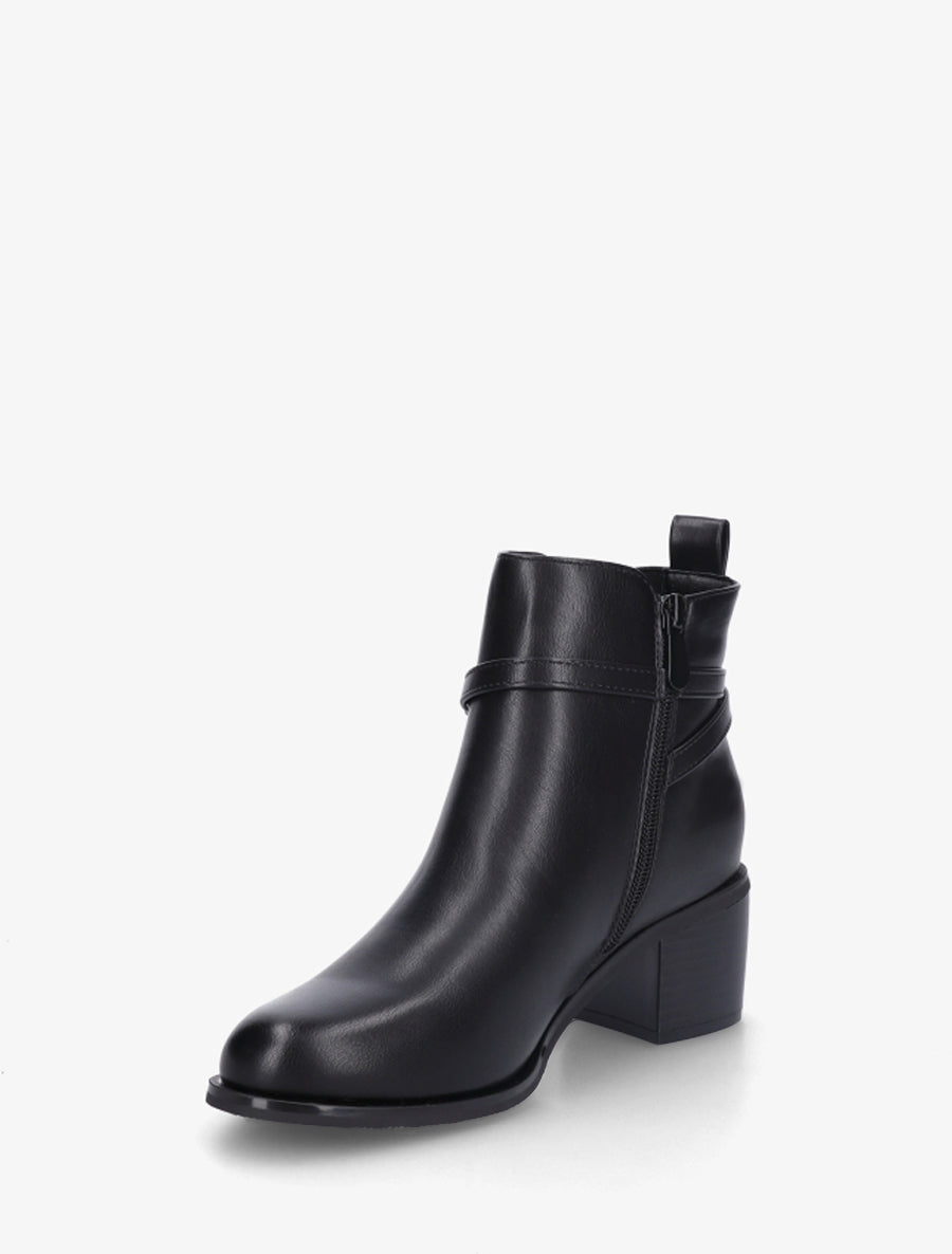 Bottines élastiquées en simili à ceinturon - Noir - 3