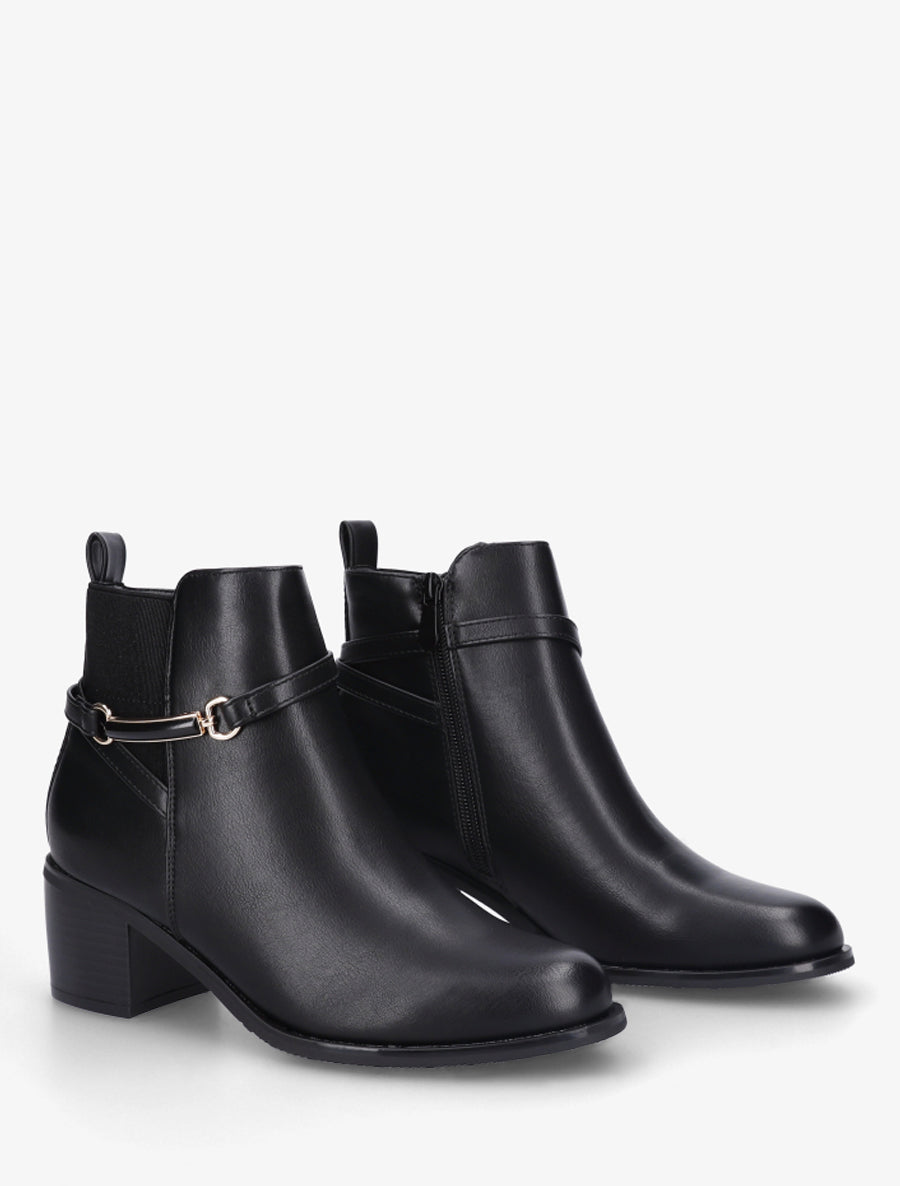 Bottines élastiquées en simili à ceinturon - Noir - 4