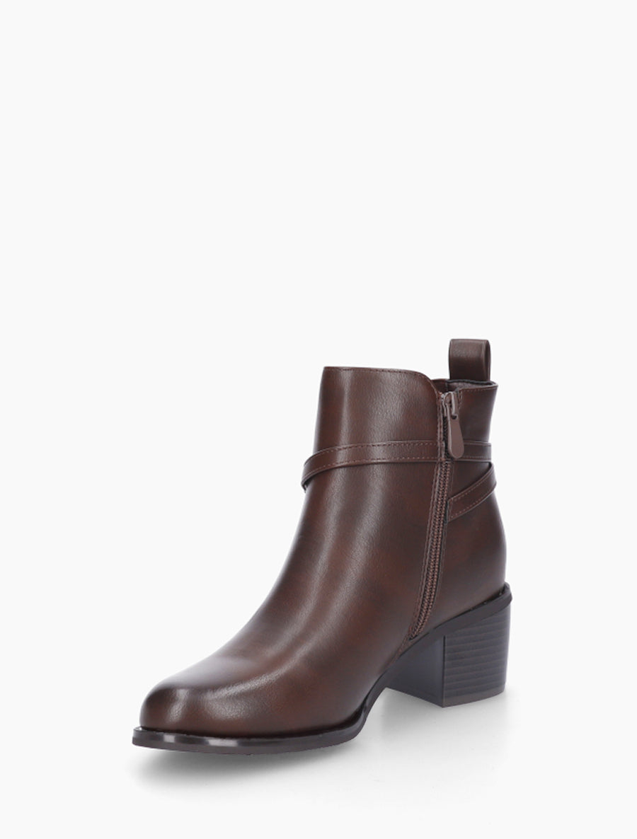 Bottines élastiquées en simili à ceinturon - Marron - 3