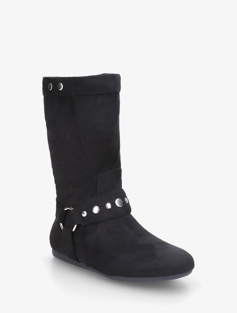 Bottes plates en suédine - Noir - 2