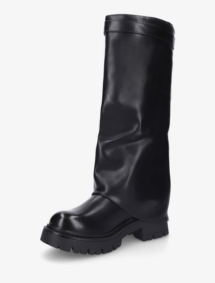 Bottes à revers et empiècement cadenas - Noir - 3