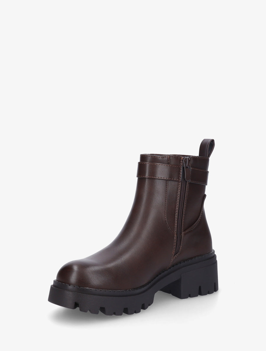 Bottines élastiquées à empiècement cadenas - Marron - 3