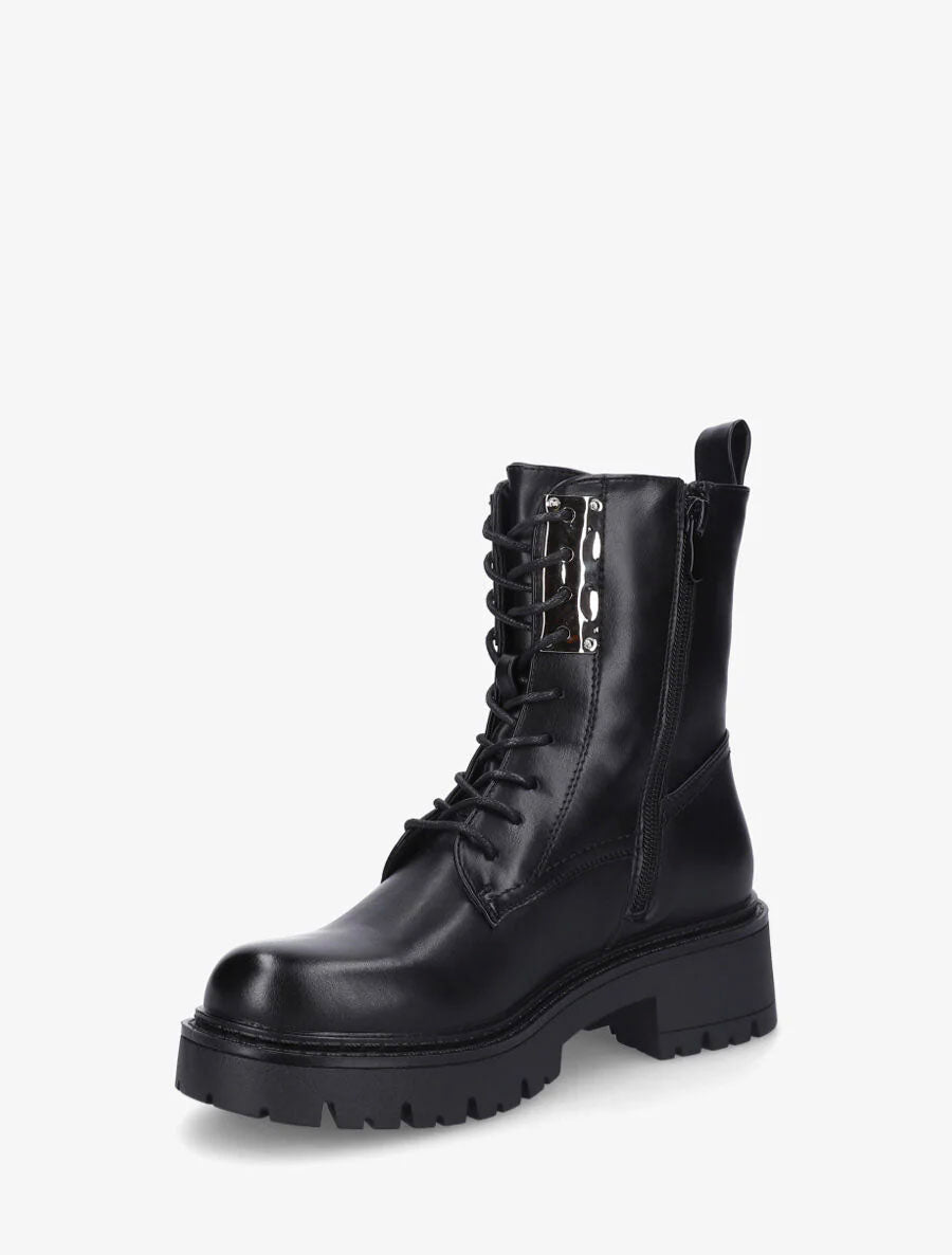 Bottines montantes à lacets et emiècement métal - Noir - 3