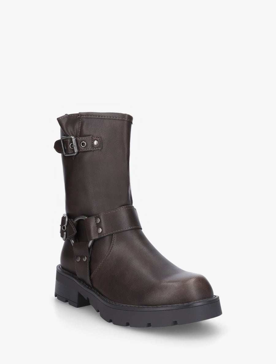 Bottines montantes en simili - Marron - 2
