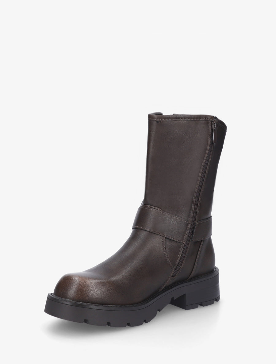 Bottines montantes en simili - Marron - 3