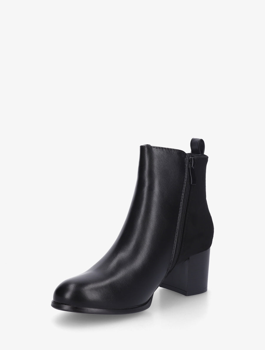 Bottines bimatière à zip décoratif - Noir - 3