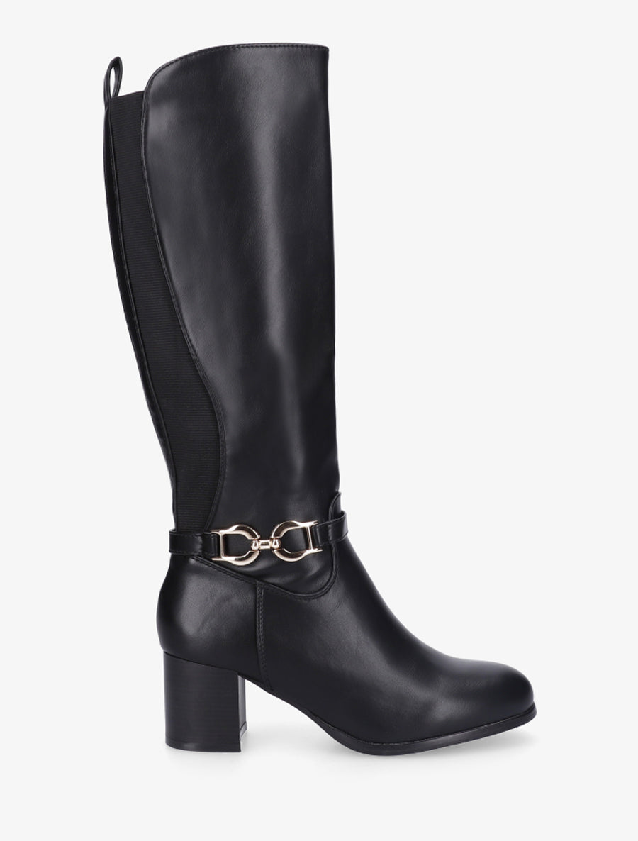 Bottes en simili à boucle décorative - Noir - 1