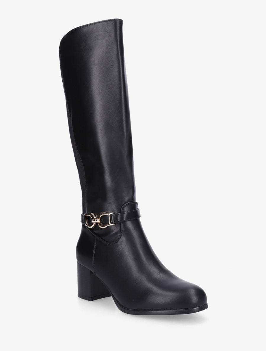Bottes en simili à boucle décorative - Noir - 2