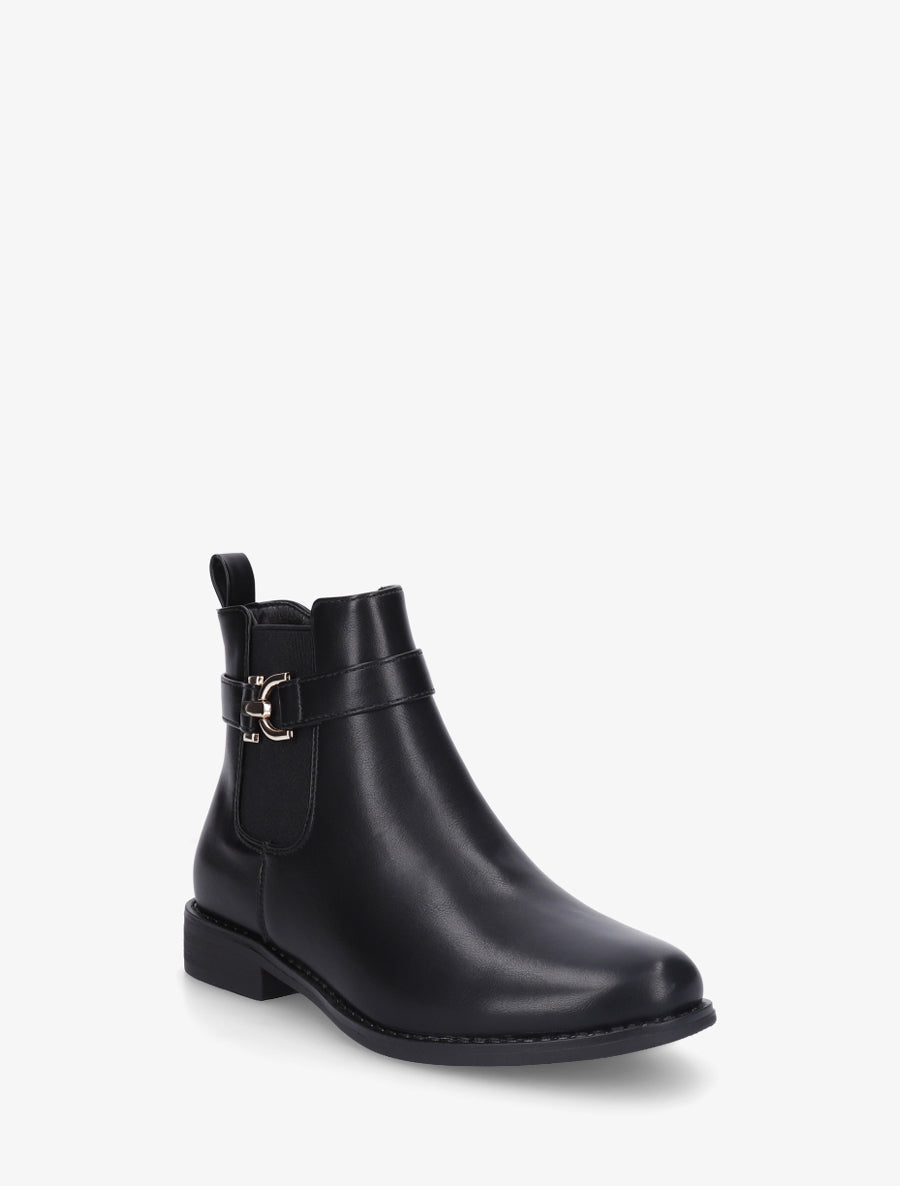 Bottines en simili à cheville élastiquée - Noir - 2
