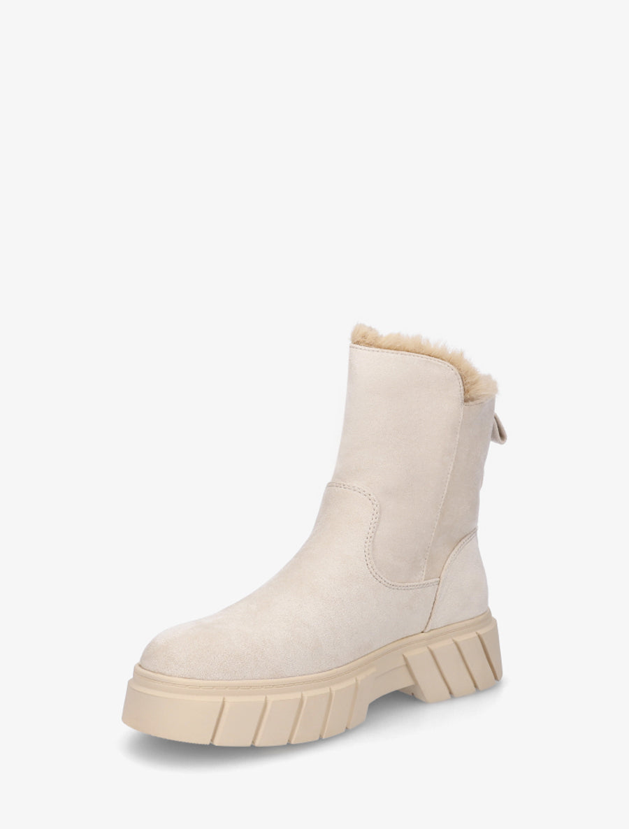 Bottines unies fourrées en suédine - Beige - 3