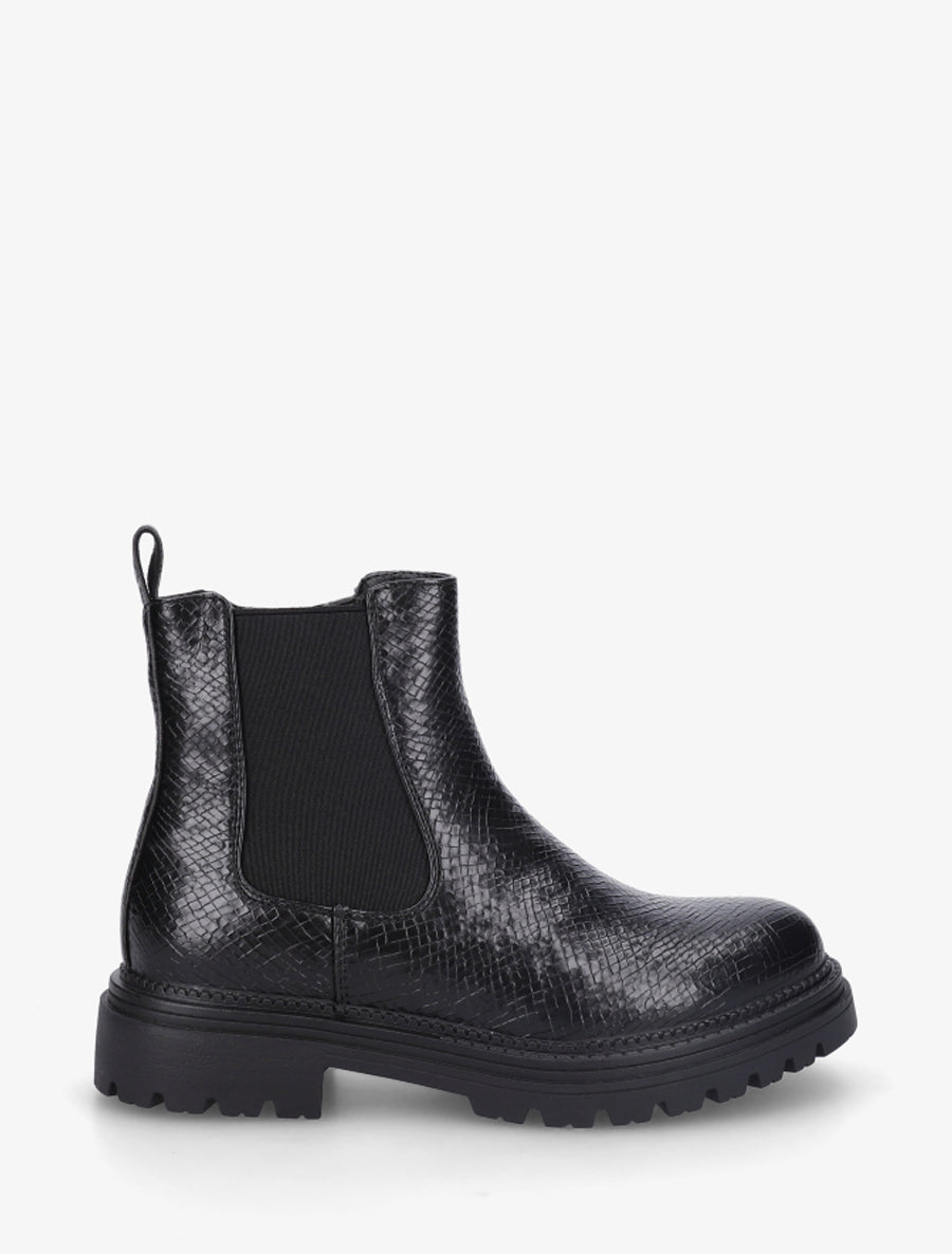 Bottines imprimées style chelsea en simili - Noir - 1