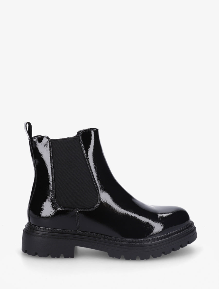 Bottines vernies style chelsea en simili - Noir - 1