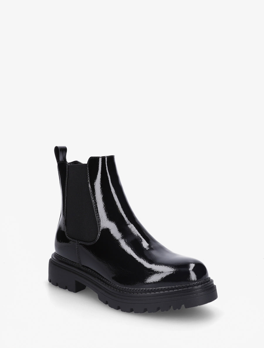 Bottines vernies style chelsea en simili - Noir - 2
