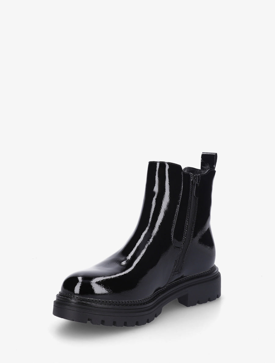 Bottines vernies style chelsea en simili - Noir - 3