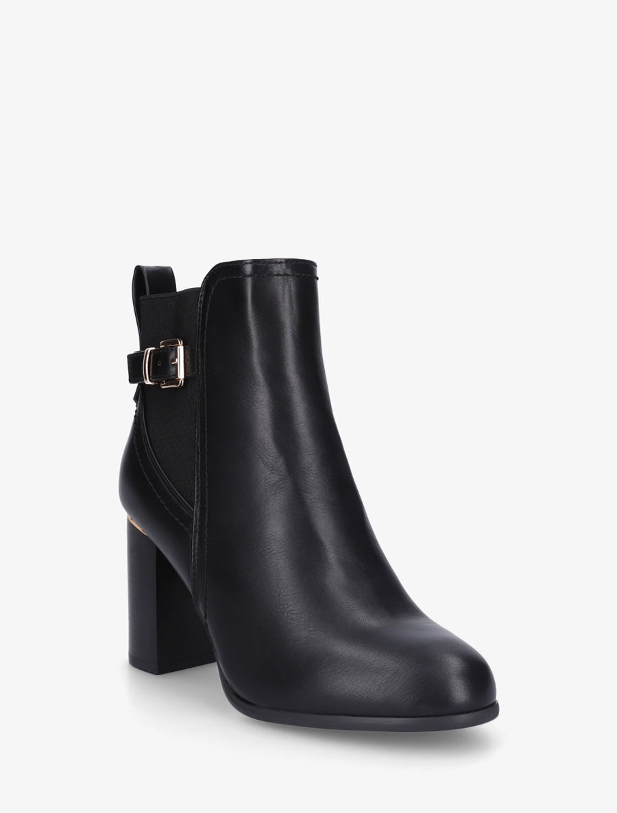 Bottines en simili à empiècement métal au talon - Noir - 2