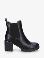 Bottines en simili à semelles crantées - Noir - 1