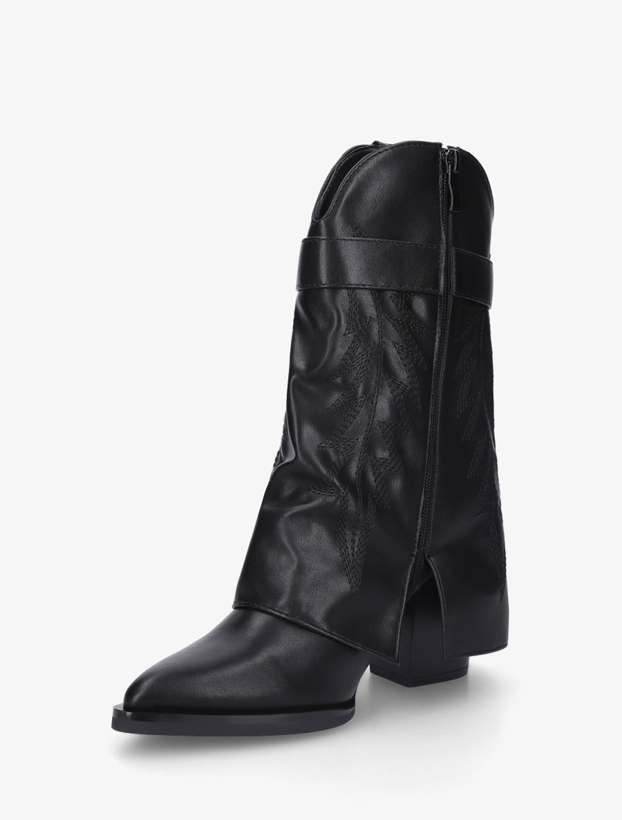 Bottines en simili style santiags à cadenas - Noir - 3