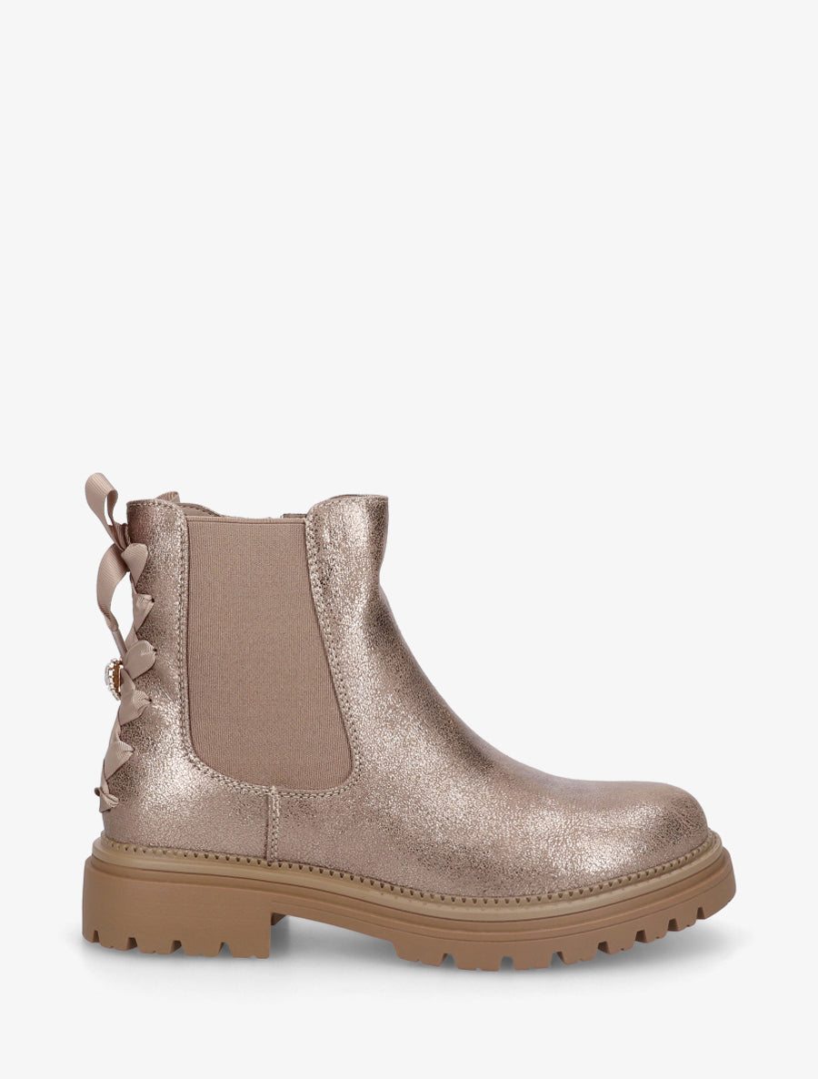 Boots irisées à noeud - Taupe - 1