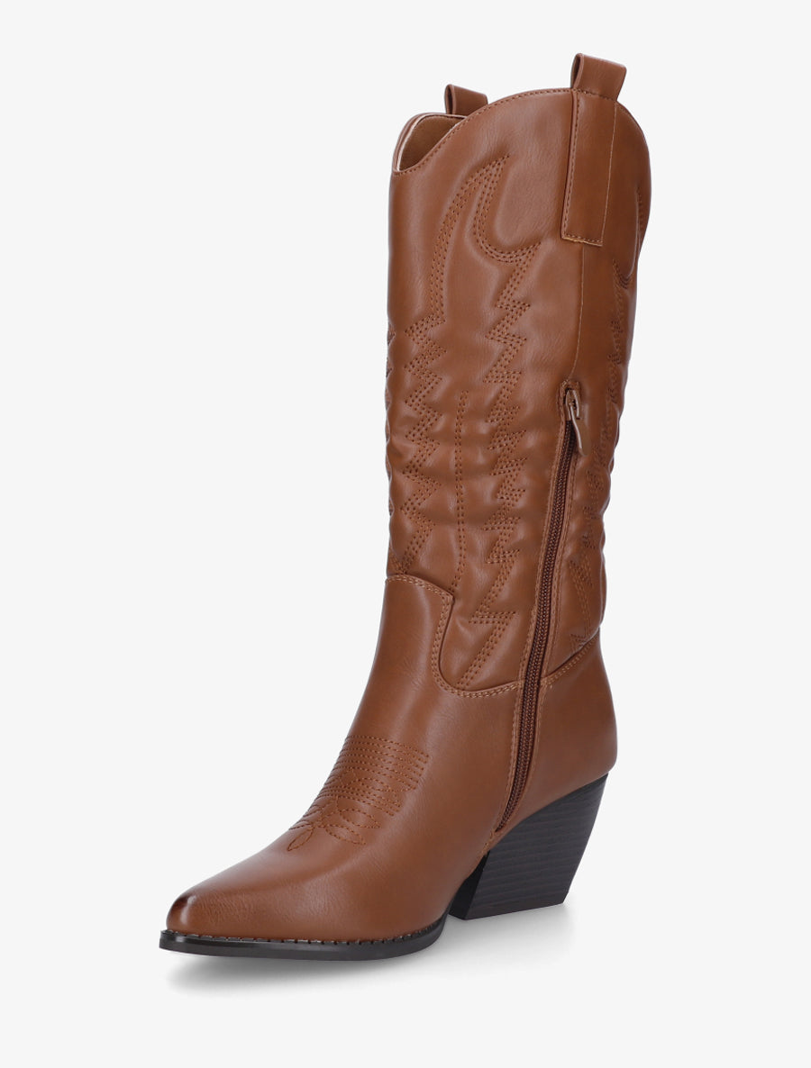 Bottines montantes à sûrpiqures - Camel - 3