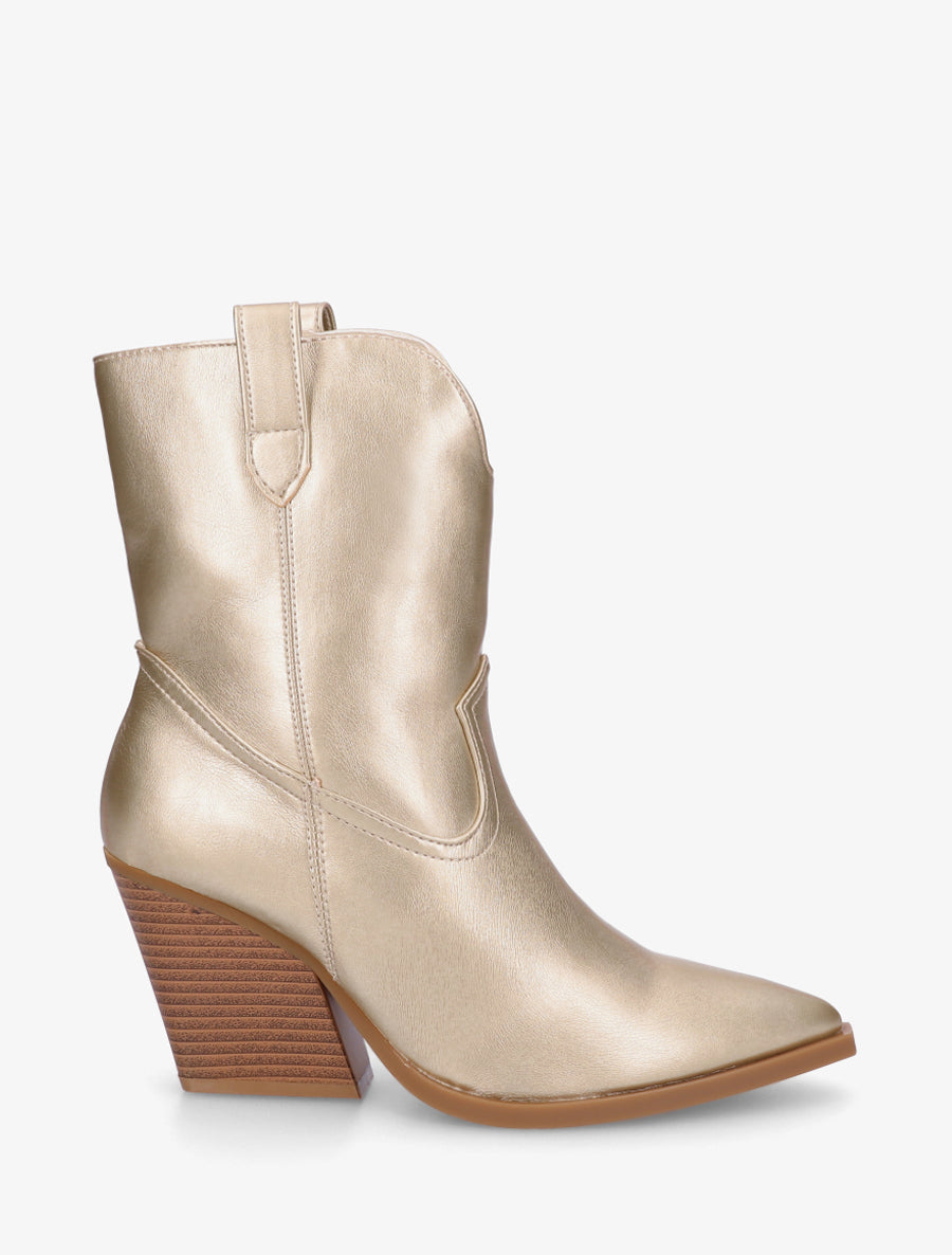 Bottines à talon bottier en simili - Or - 1